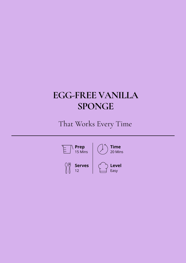 Egg Free Vanilla Sponge Recipe Card